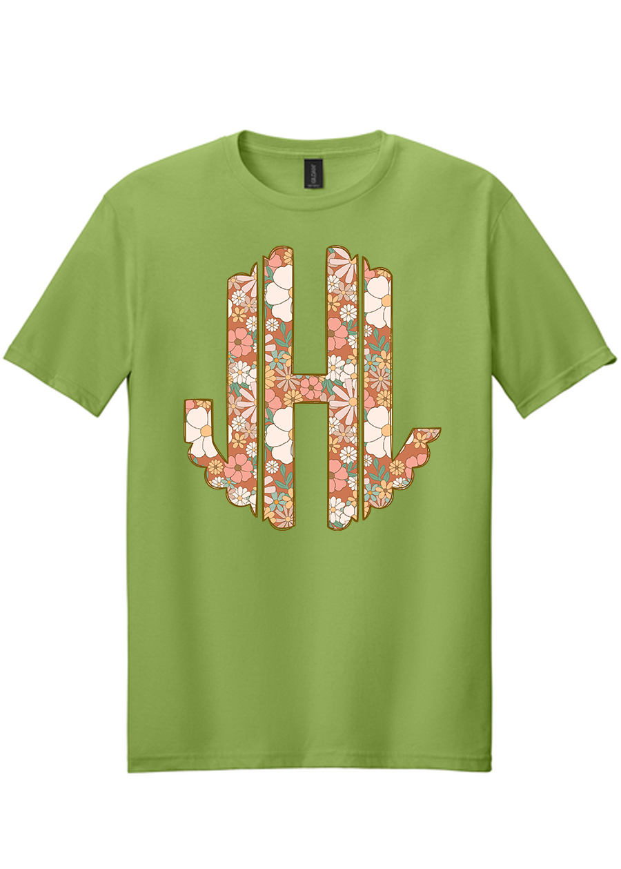 ADULT Fall Florals Monogram Tee