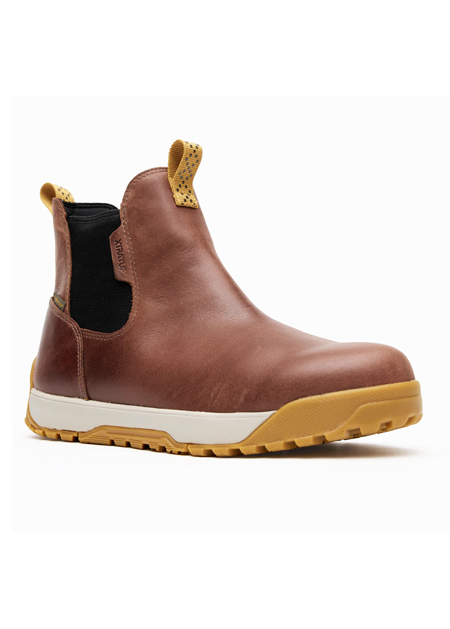 Men's Leather Ankle Deck Boot-Brown