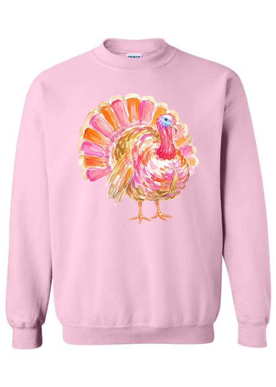 YOUTH Preppy Watercolor Turkey Crewneck