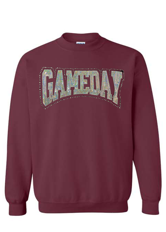 YOUTH Chenille Rhinestone Game Day Crewneck
