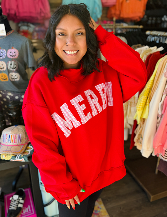 Merry Varsity Mockneck Sweatshirt