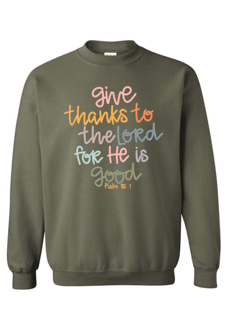 ADULT Psalm 136:1 Crewneck