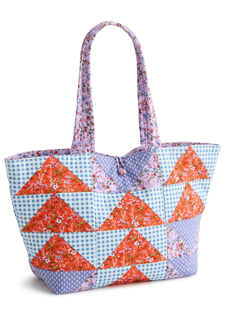 Small Hathaway Tote Bag-Flying Geese Patchwork