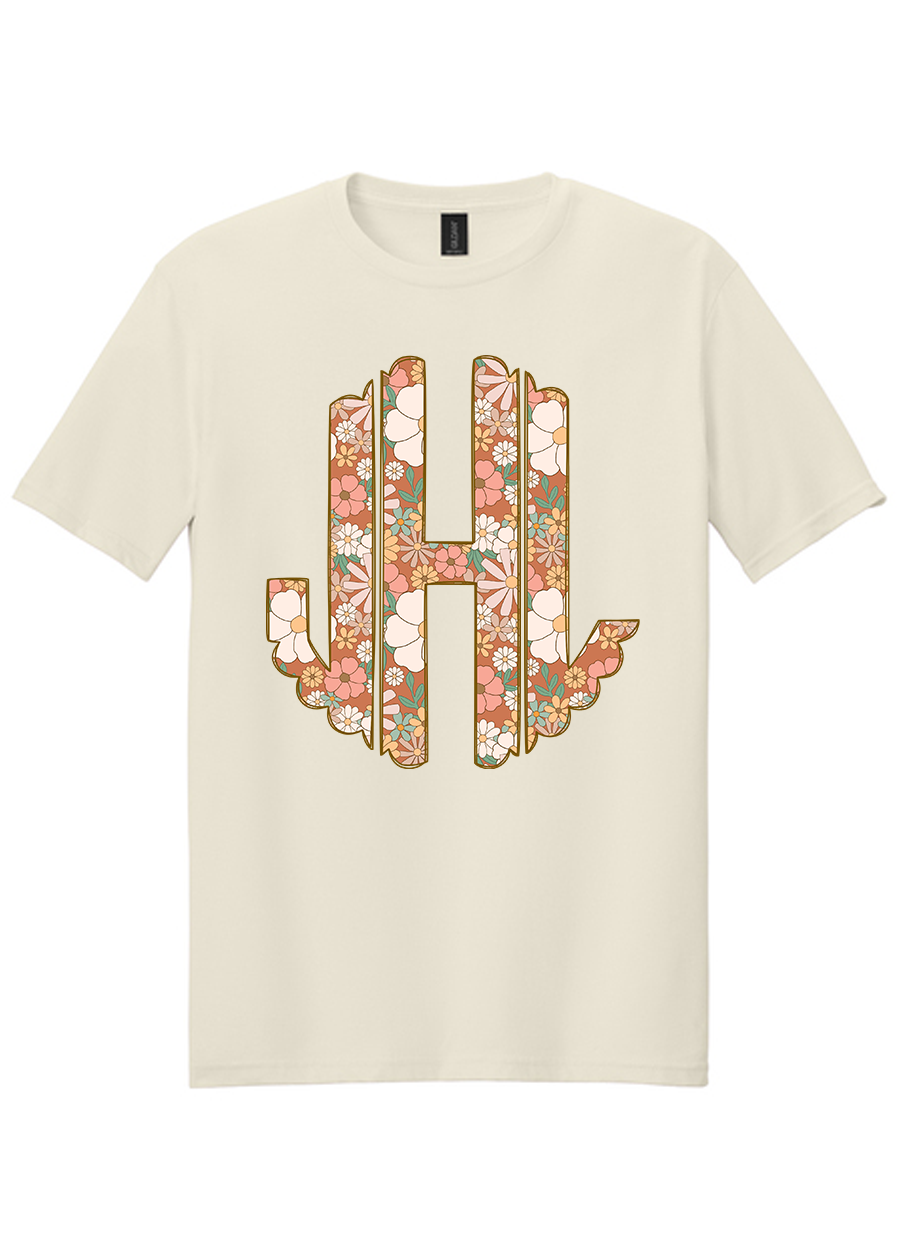 ADULT Fall Florals Monogram Tee