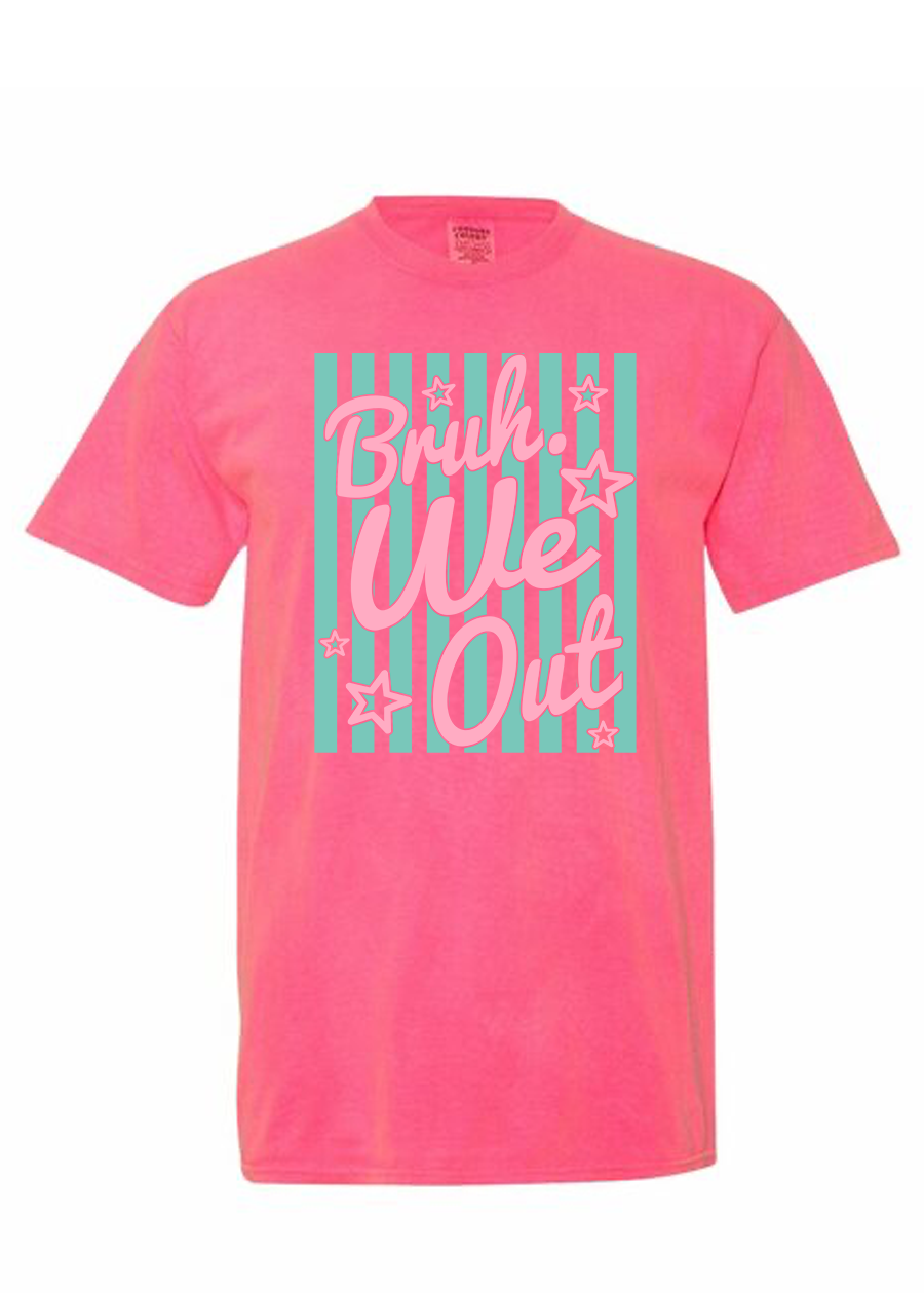 ADULT Striped Bruh We Out COMFORT COLORS Tee