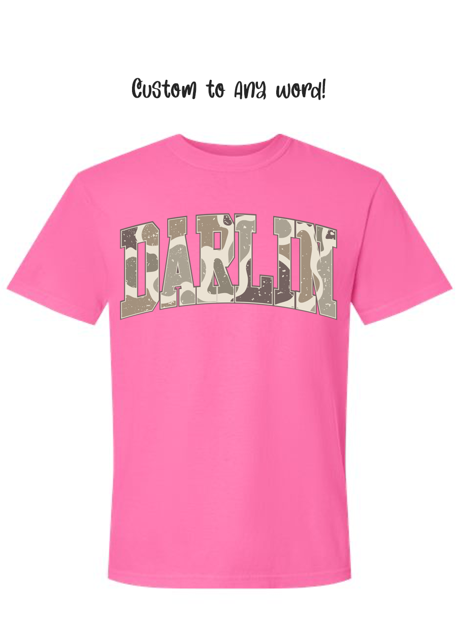 ADULT Custom Camo Word COMFORT COLORS Tee