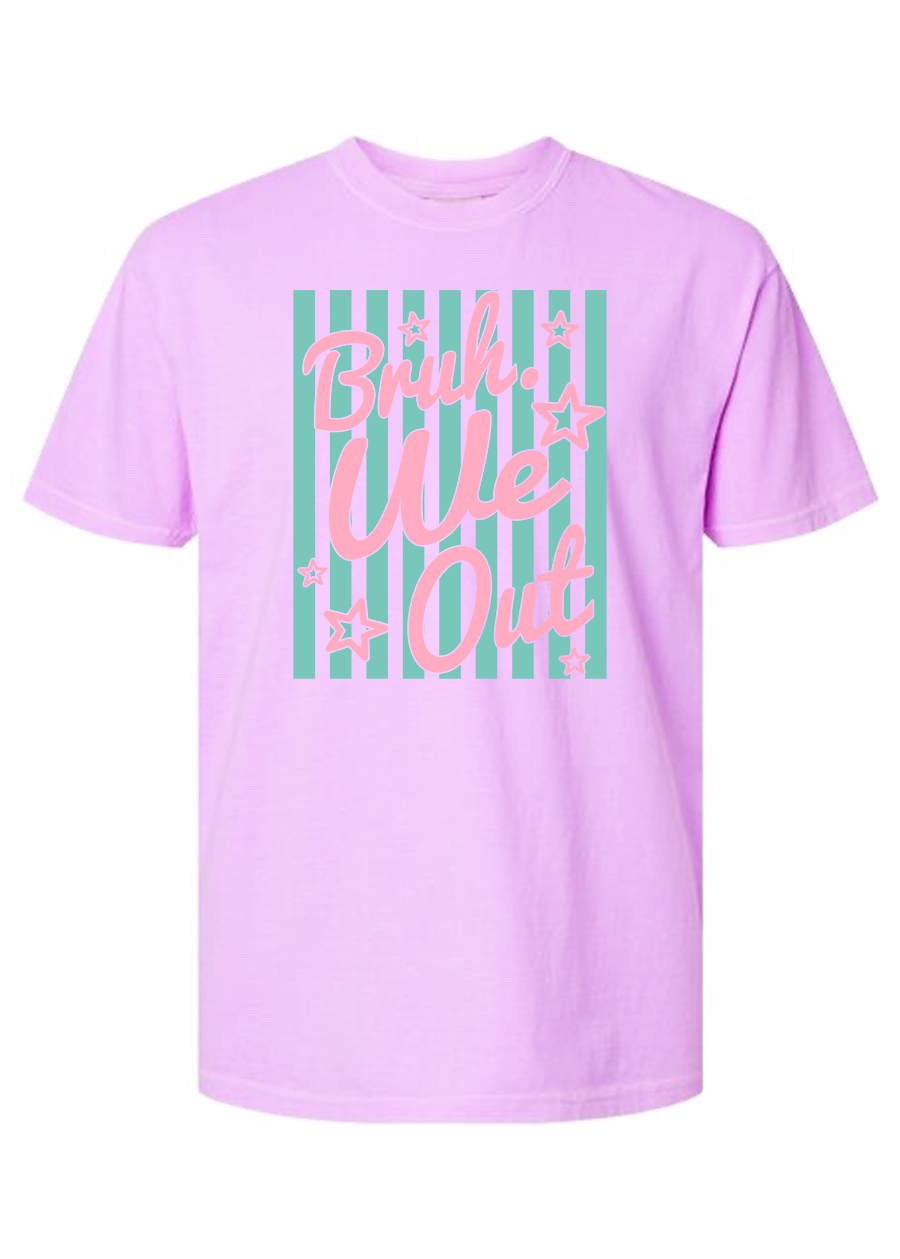 ADULT Striped Bruh We Out COMFORT COLORS Tee