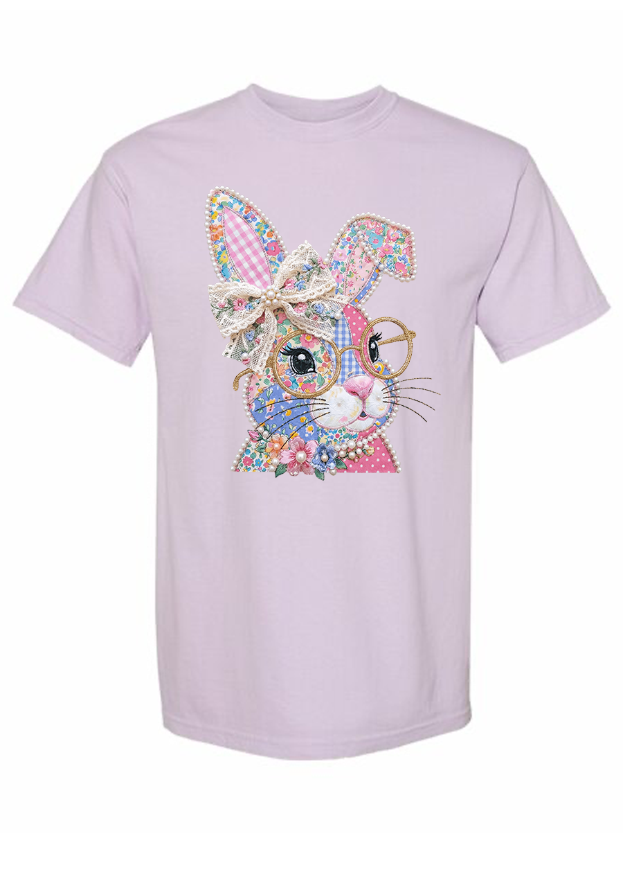 Preppy Patchwork Bunny COMFORT COLORS Tee