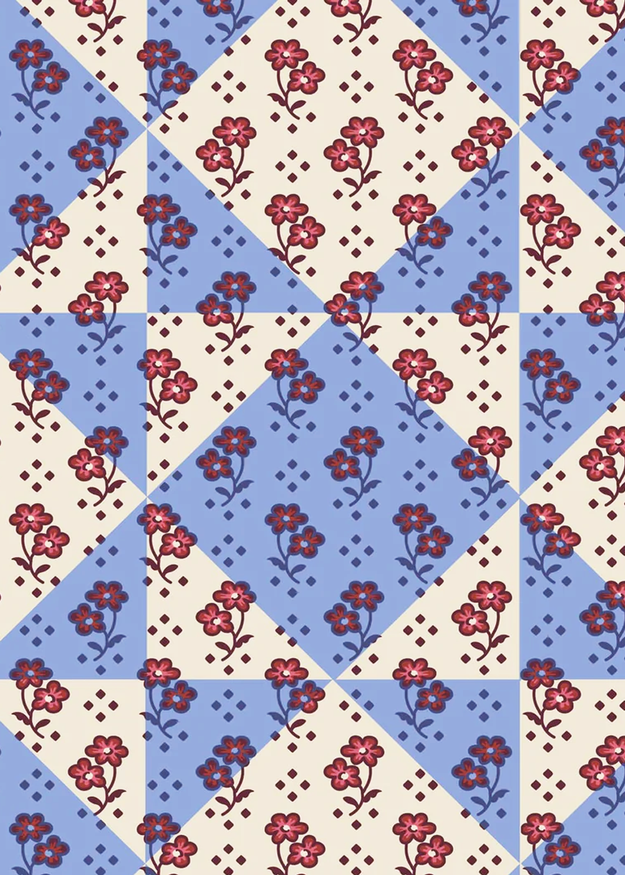 Plush Throw Blanket-Rachel Ditsy Patchwork