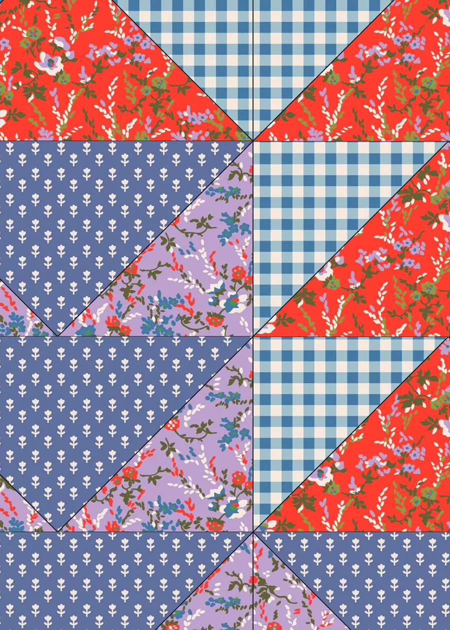 Small Hathaway Tote Bag-Flying Geese Patchwork