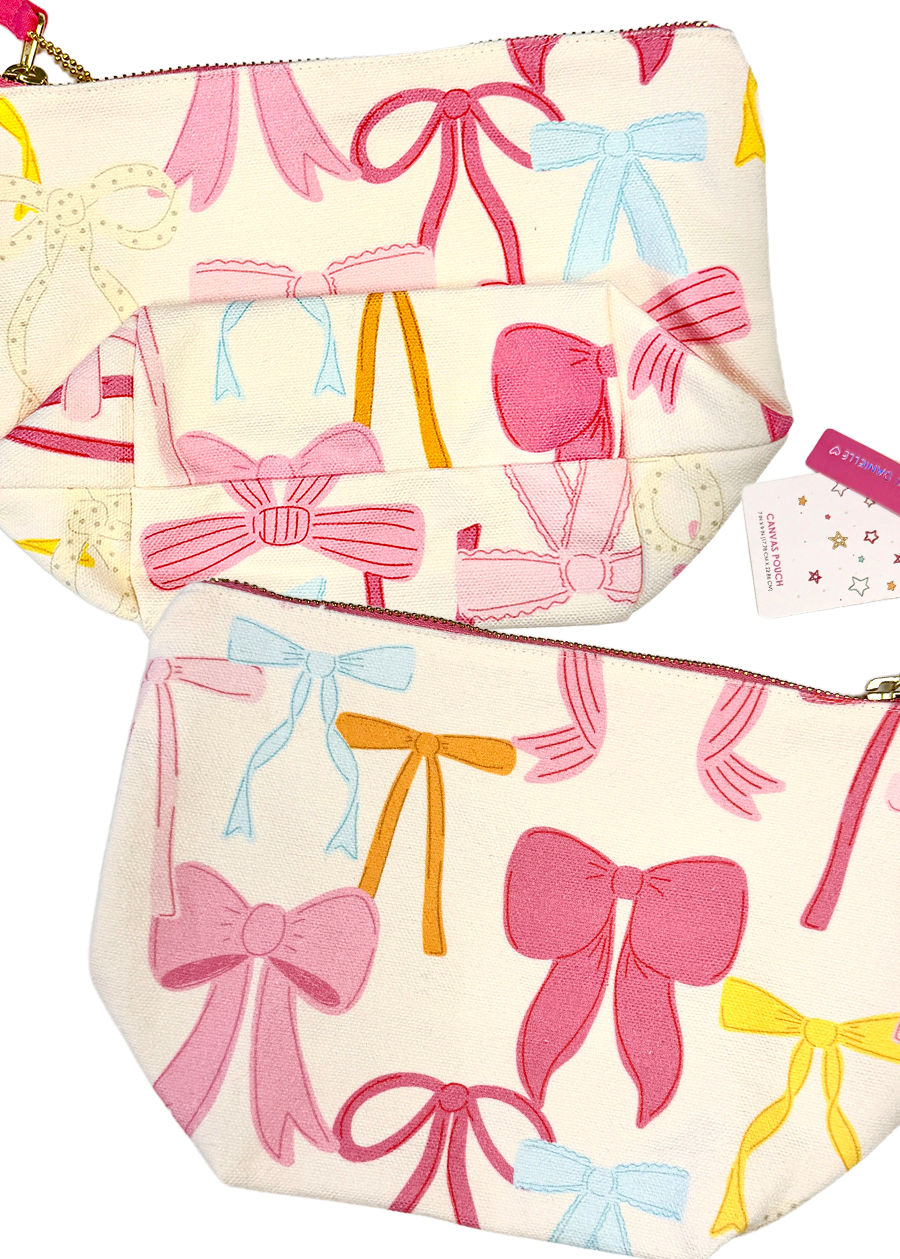Coquette Bows Canvas Pouch