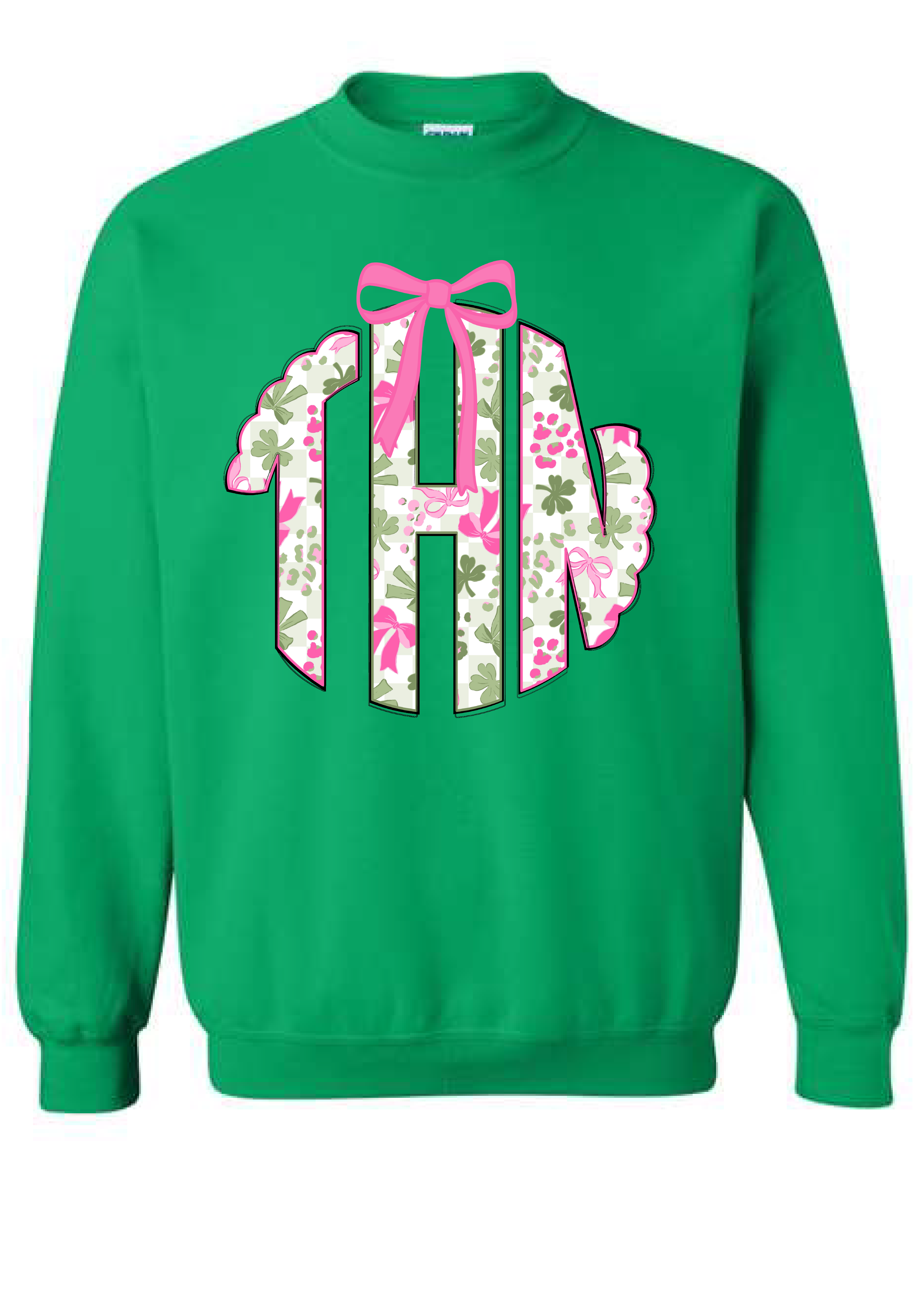 YOUTH Pink Clover Monogram Crewneck Sweatshirt