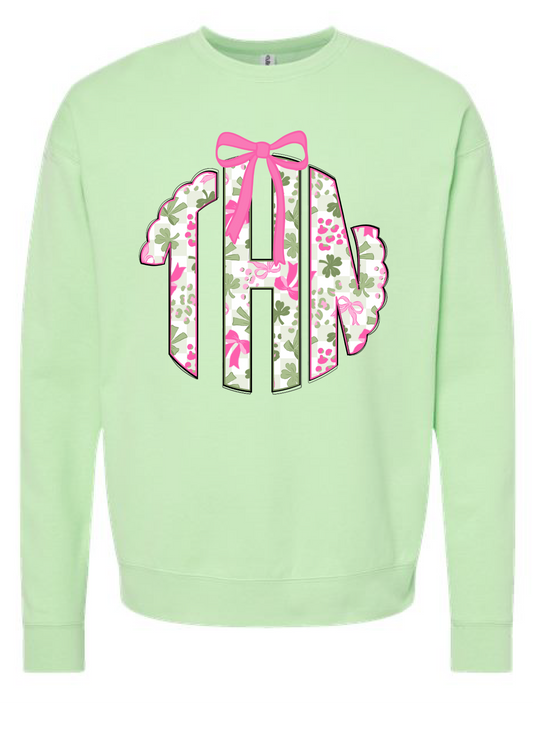 Pink Clover Monogram Crewneck Sweatshirt