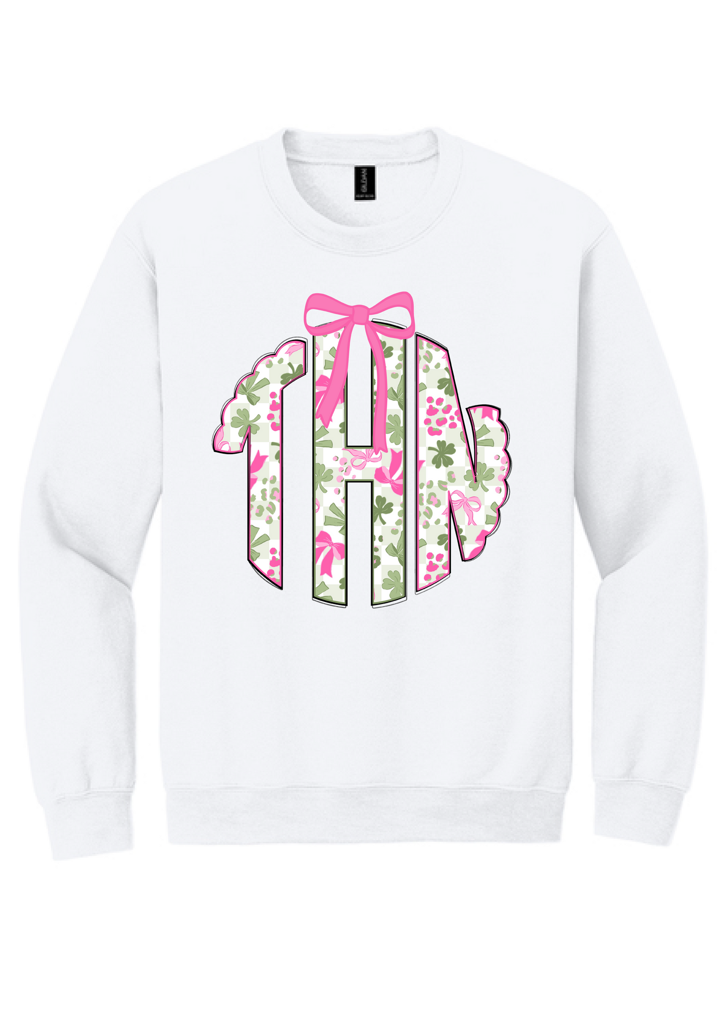 YOUTH Pink Clover Monogram Crewneck Sweatshirt