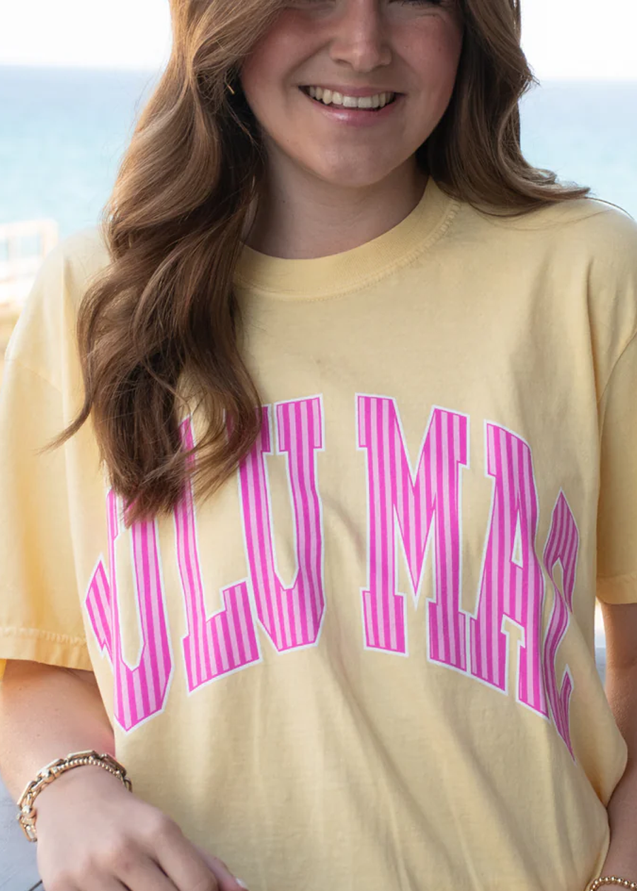 LULU MAC Comfort Colors Tee-Stripe Butter