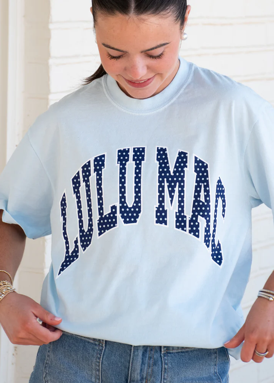 LULU MAC Comfort Colors Tee-Polka Dot Chambray