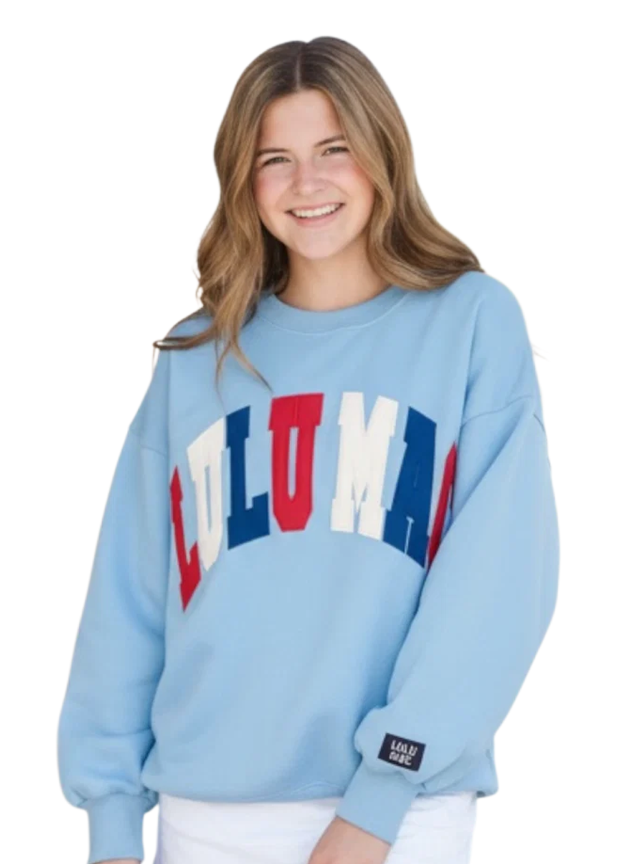 LULU MAC Sweatshirt-Red/White/Lulu Stitch
