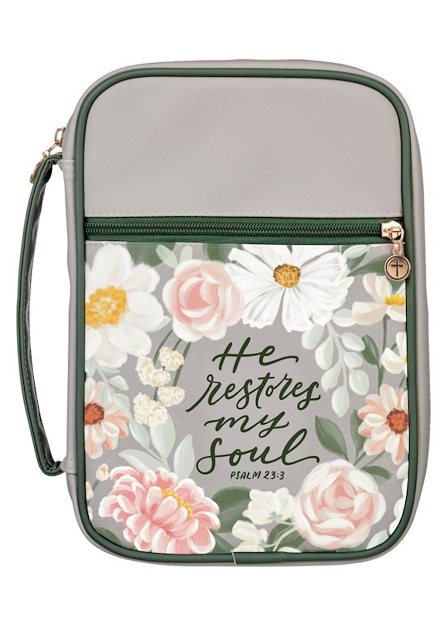Ps. 23:3 Fashion Green Floral Bible Cover