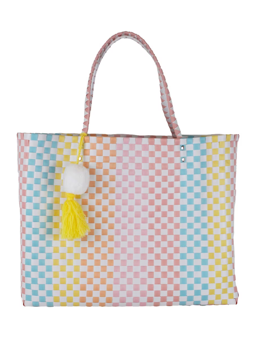 Sabrina Woven Tote-Multi/White