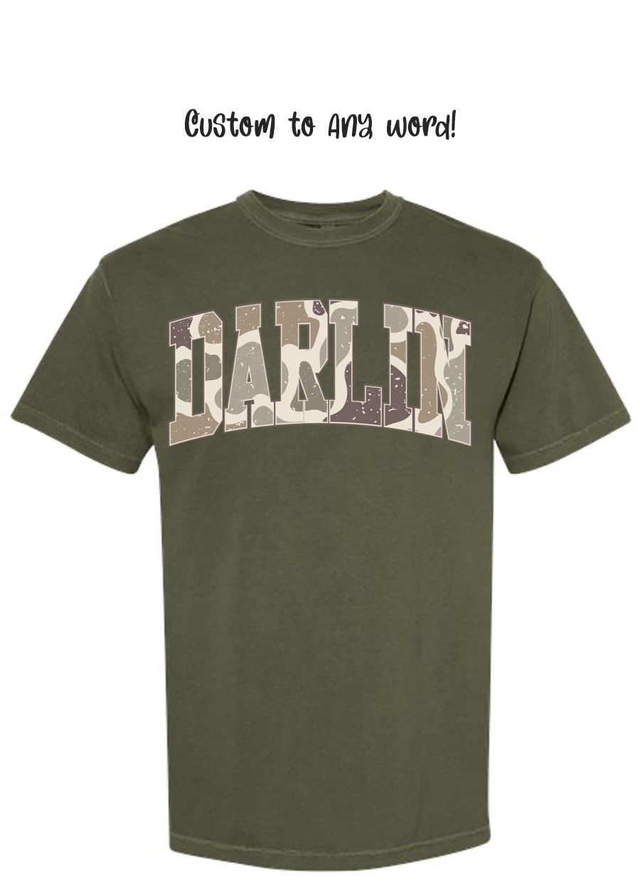ADULT Custom Camo Word COMFORT COLORS Tee