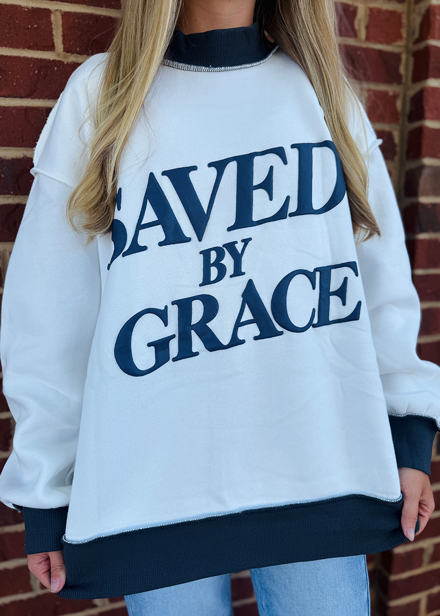 SAVED BY GRACE Mock Neck Sweatshirt
