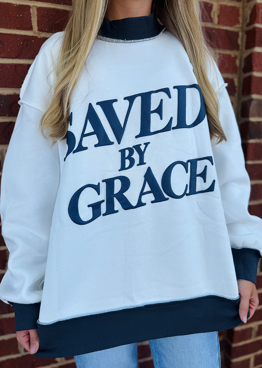 SAVED BY GRACE Mock Neck Sweatshirt
