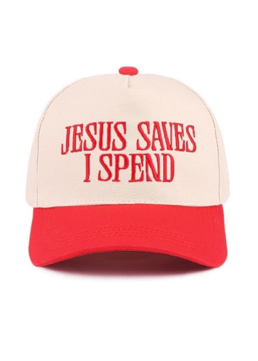 Jesus Saves I Spend EMB Trucker Hat