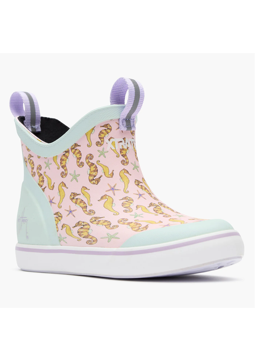 Big Kids Ankle Deck Boot - Pink Seahorse Guy Harvey