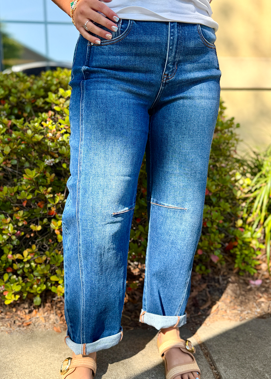 Sloane High Rise Crop Barrel Cuffed Jeans