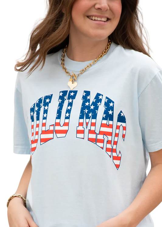 LULU MAC Comfort Colors Tee-Stars & Stripes Chambray