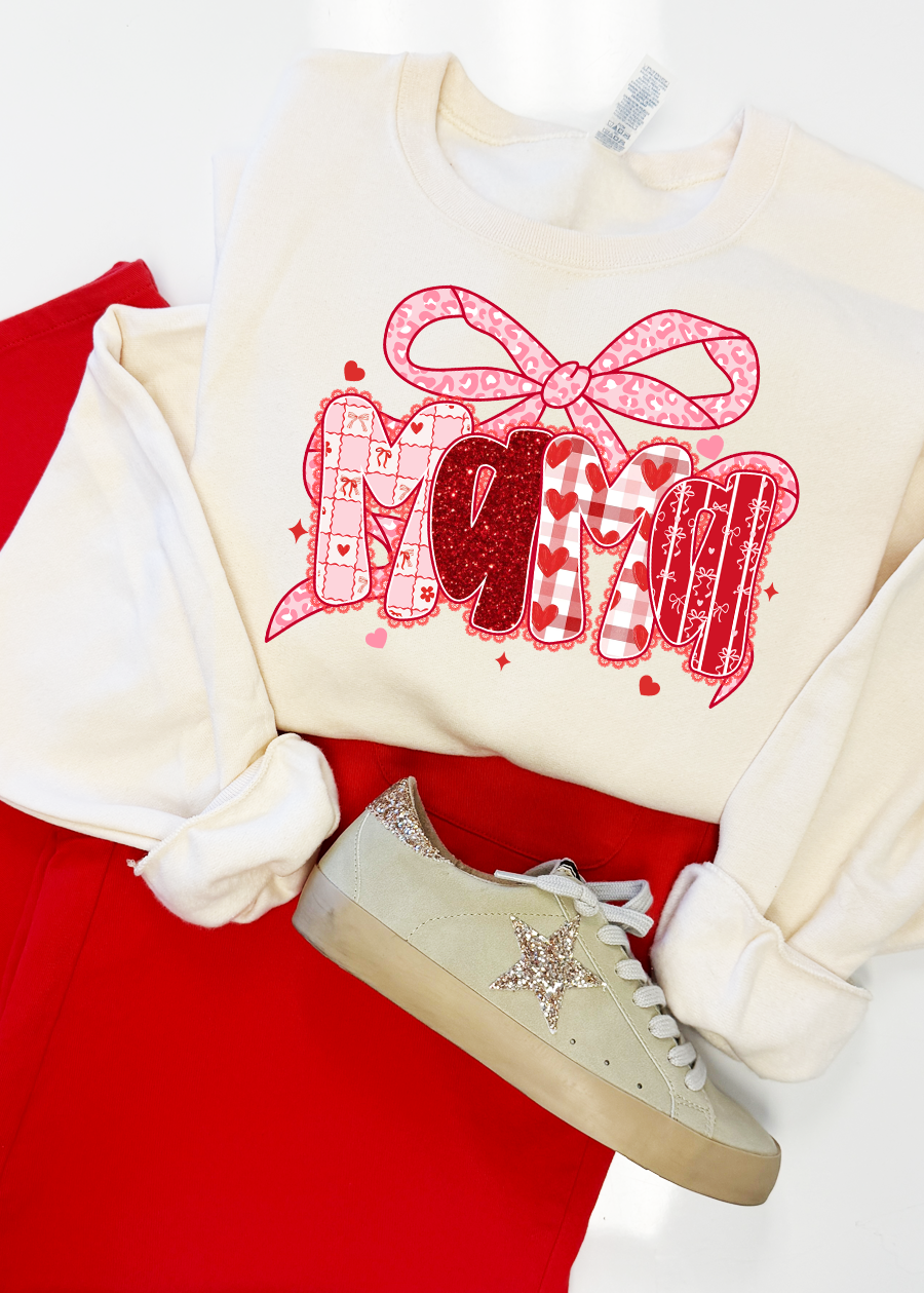 Pink Leopard Coquette Mama Crewneck