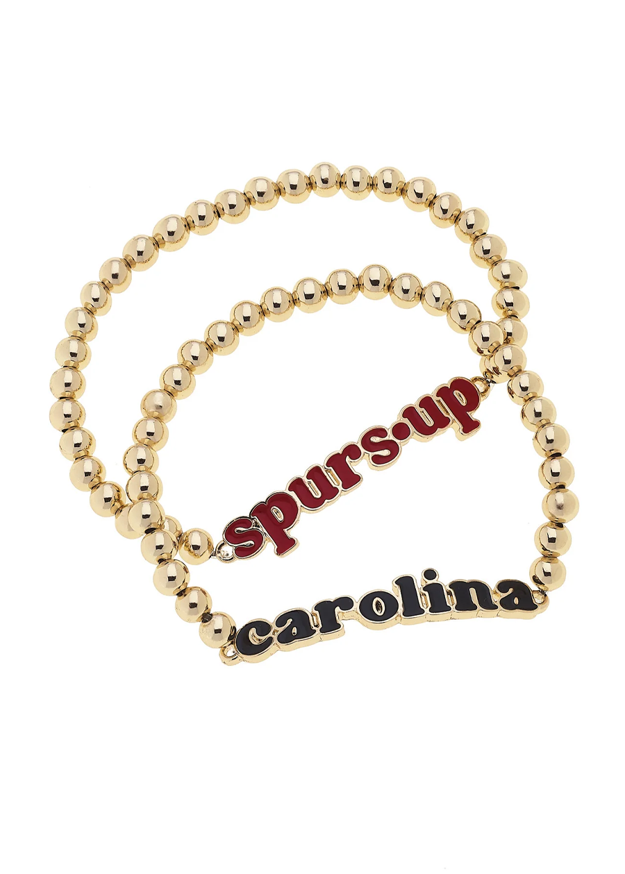 South Carolina Gamecocks Slogan Ball Bead Bracelet Set of 2