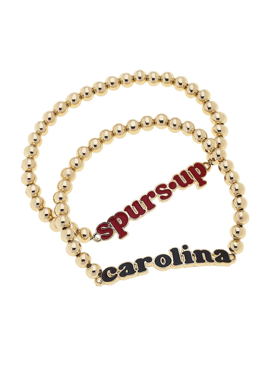 South Carolina Gamecocks Slogan Ball Bead Bracelet Set of 2