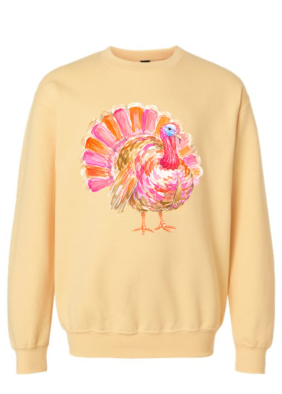 YOUTH Preppy Watercolor Turkey Crewneck