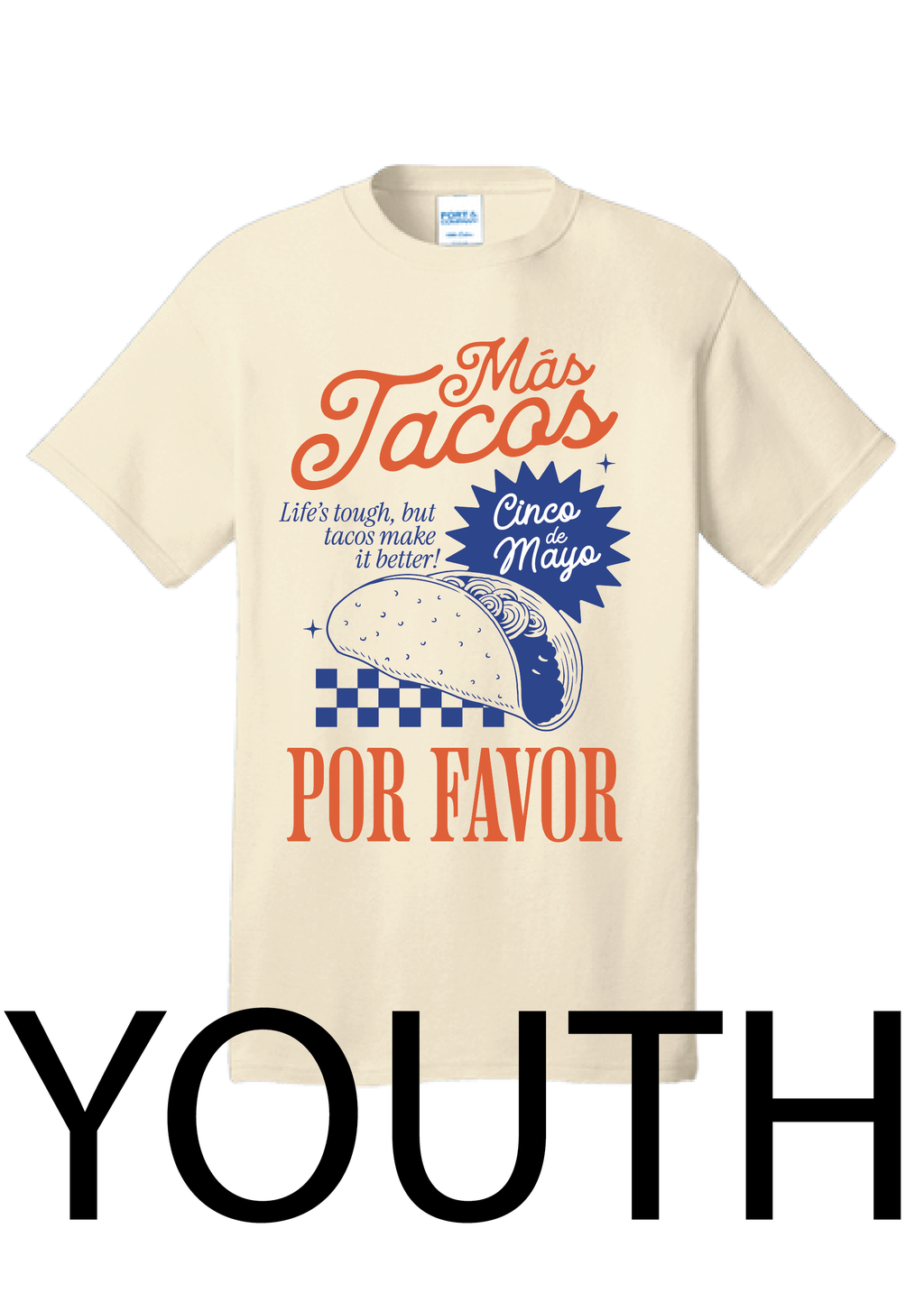 YOUTH NAVY Mas Tacos Tee