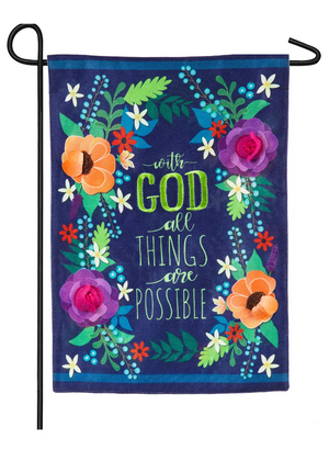 All Things Are Possible Garden Burlap Flag