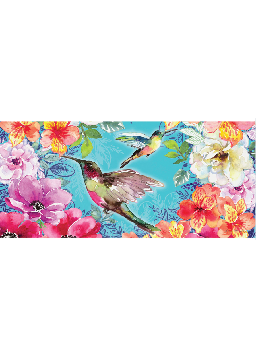 Load image into Gallery viewer, Bright Flowers and Hummingbirds Sassafras Switch Mat
