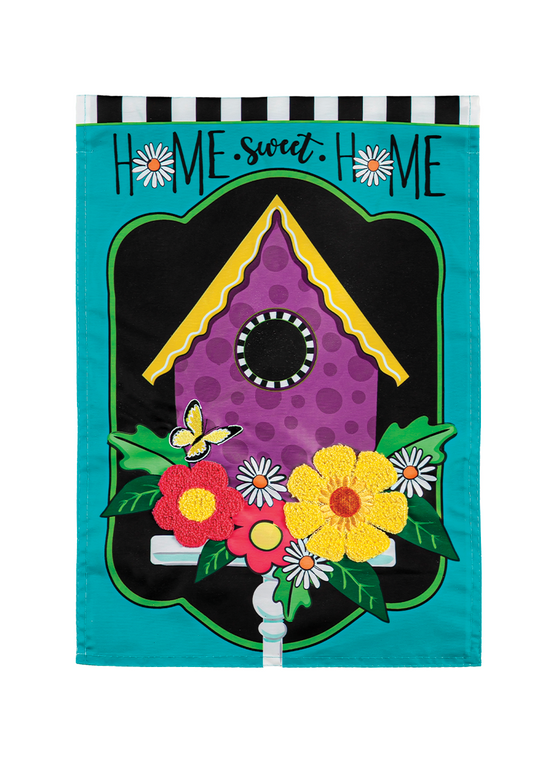 Daisy Birdhouse Garden Applique Flag