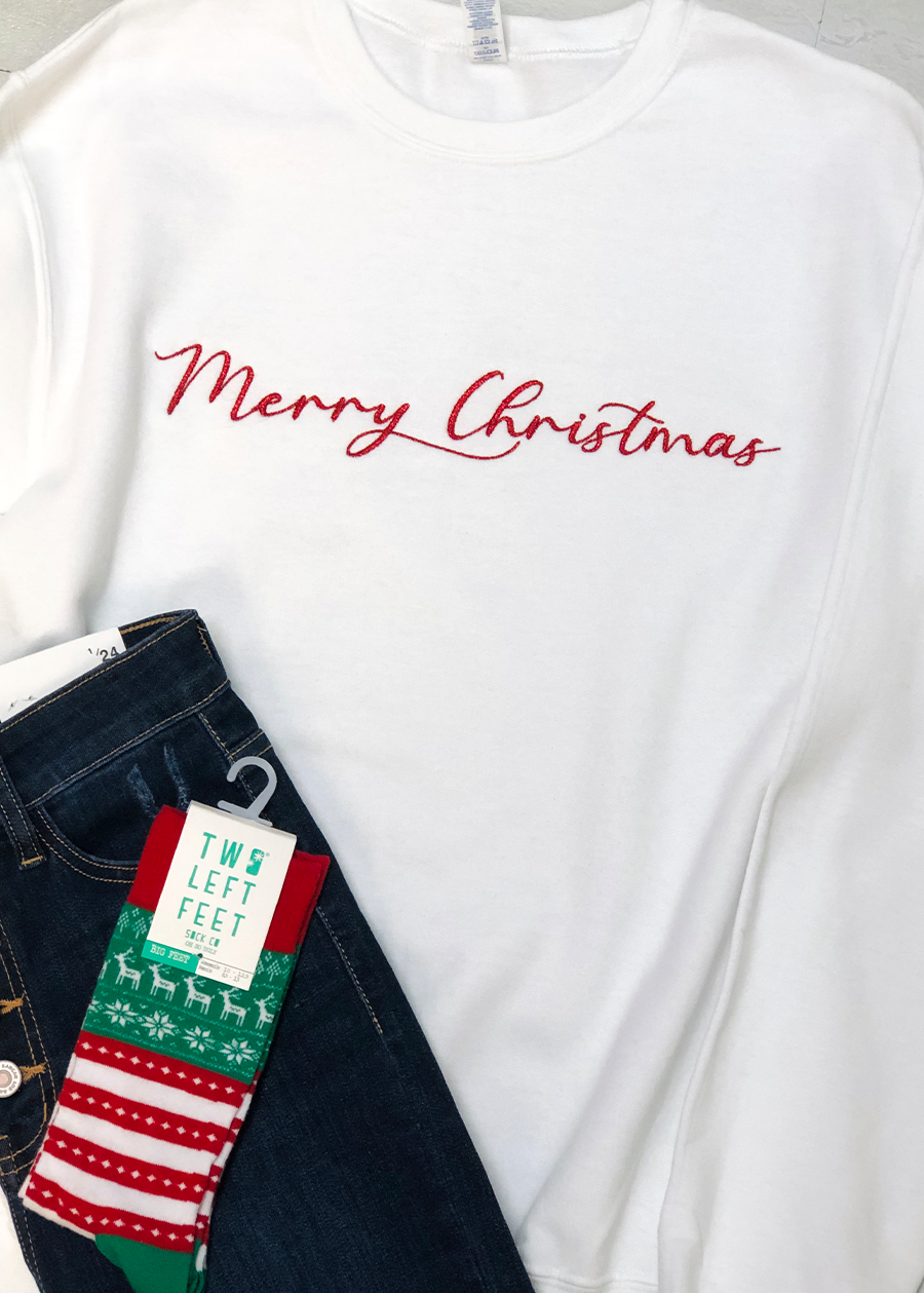 Merry Christmas Embroidered Sweatshirt