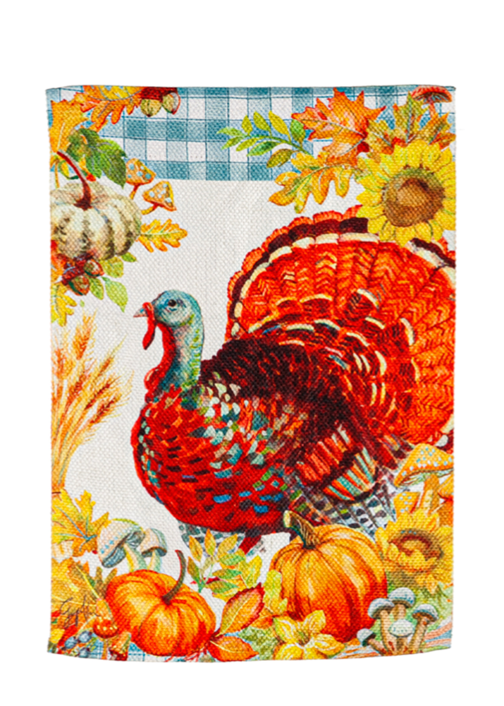 Gingham Turkey Garden Textured Suede Flag – Palmetto Twist