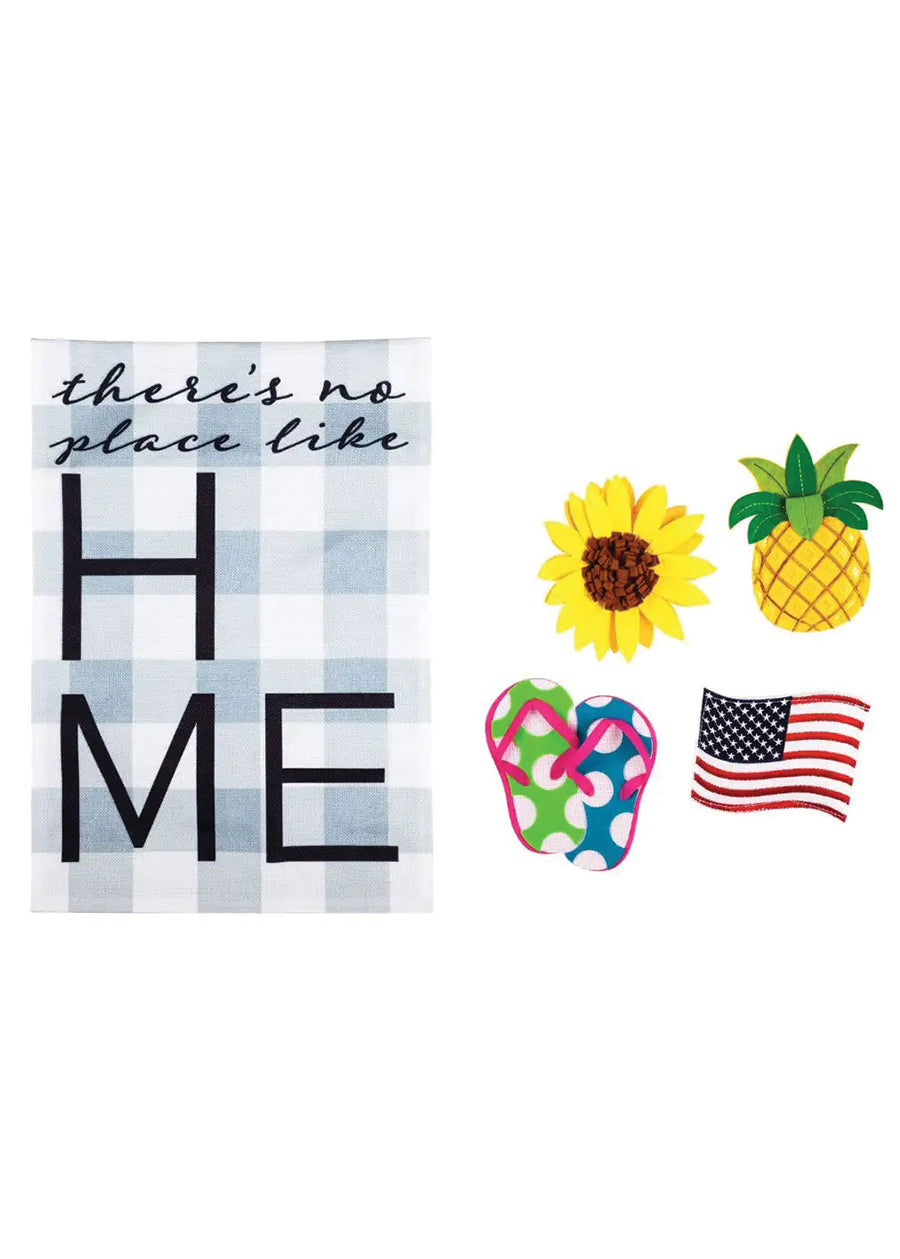 Load image into Gallery viewer, No Place Like Home Interchangeable Icon Garden Burlap Flag
