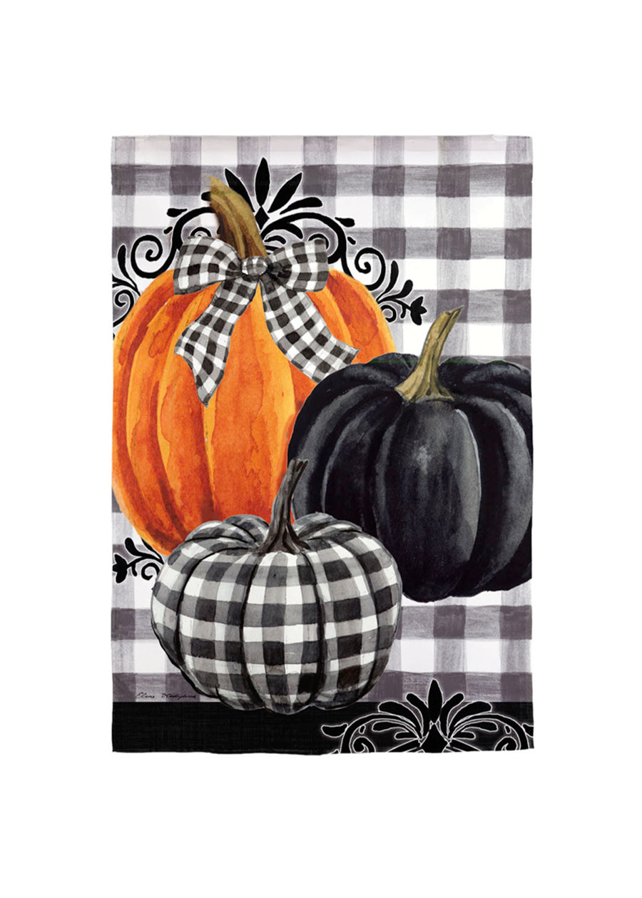 Load image into Gallery viewer, Pumpkin Check Garden Suede Flag
