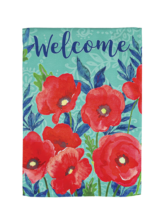 Load image into Gallery viewer, Red Poppies Garden Suede Flag
