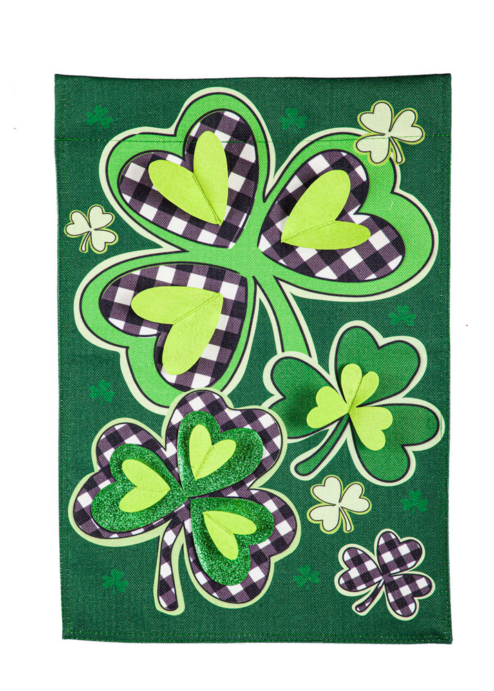 Shamrocks with Checks Garden Flag