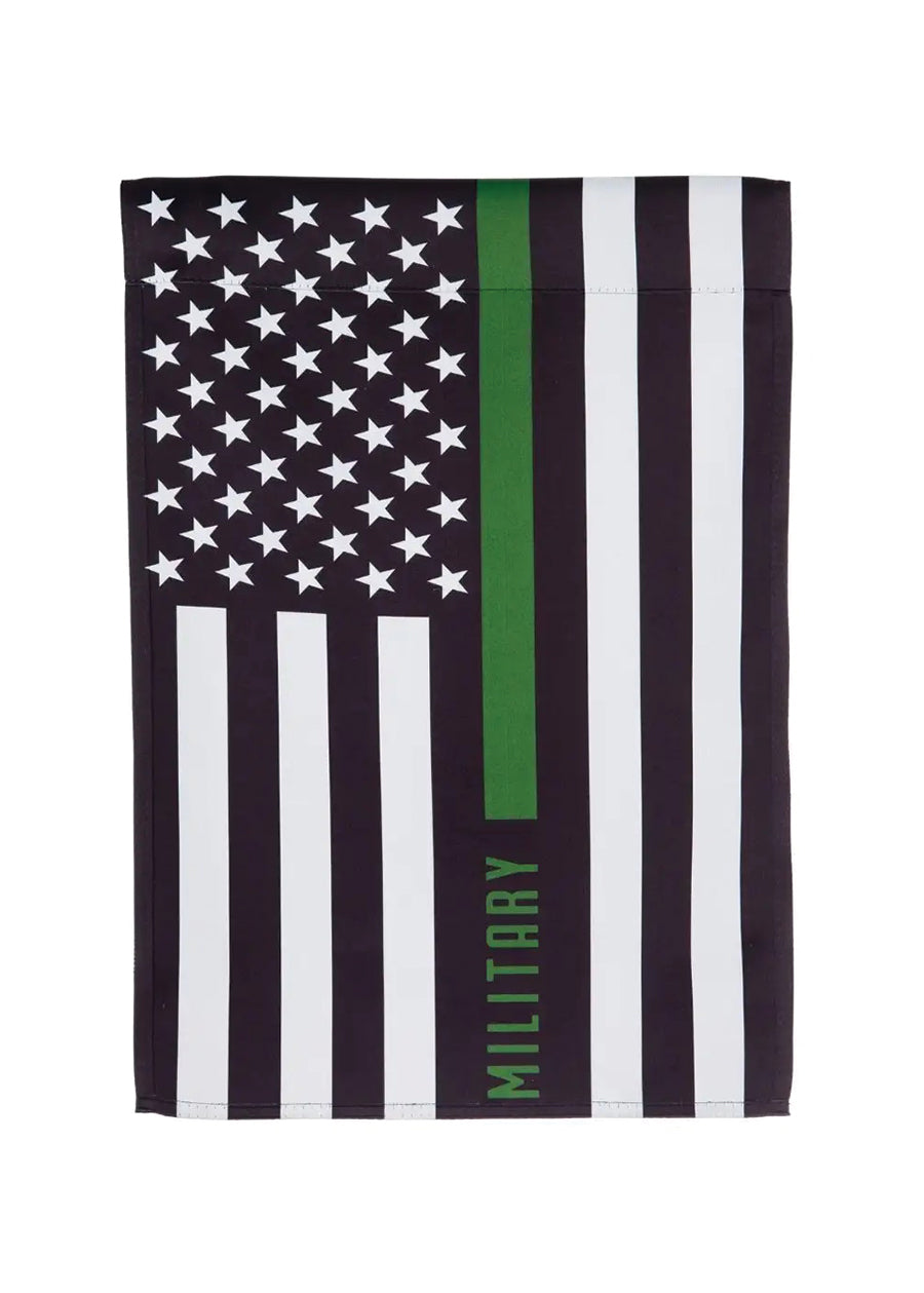 Military Thin Green Line Garden Suede Flag
