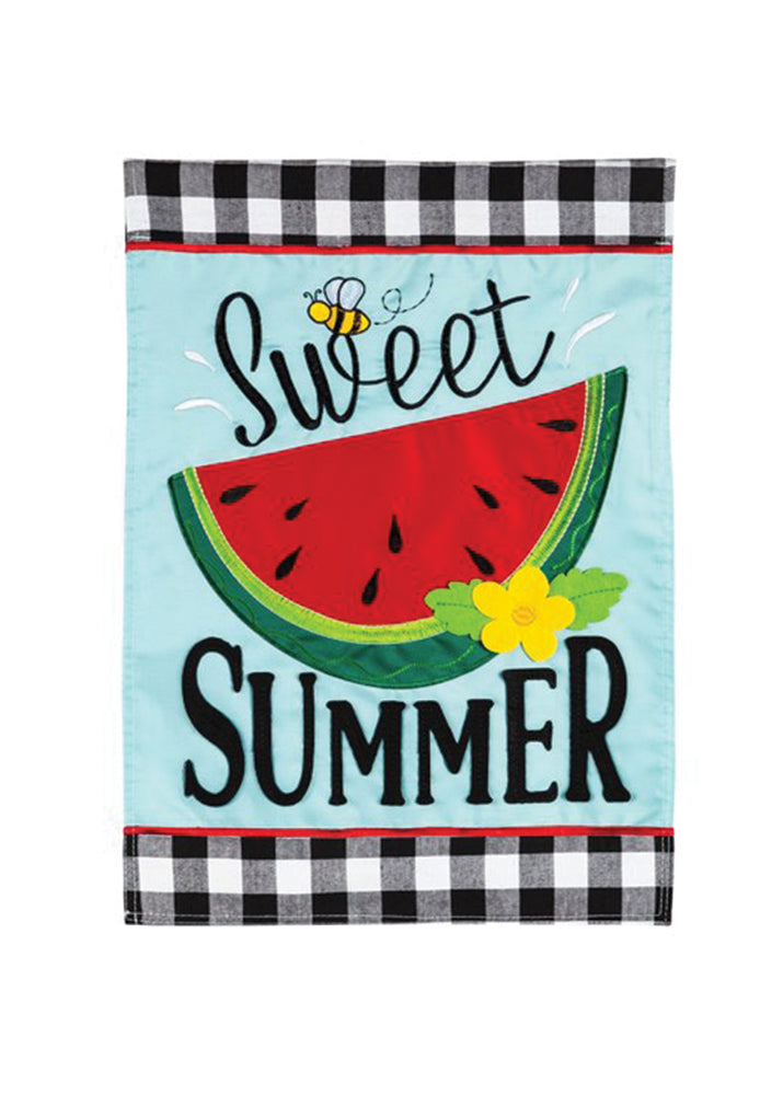 Sweet Summer Watermelon Garden Applique Flag