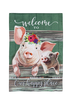 Baby and Mama Pig Garden Flag
