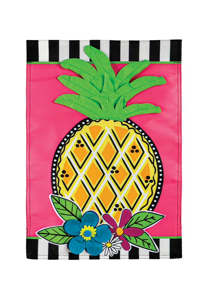 Bright Pineapple Garden Applique Flag