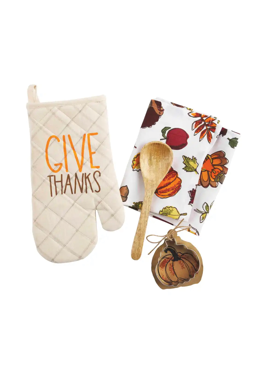 Load image into Gallery viewer, Give Thanks Oven Mitt Set
