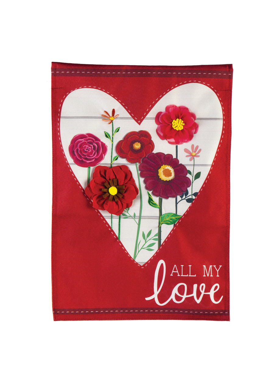 Load image into Gallery viewer, Heart of Flowers Garden Linen Flag
